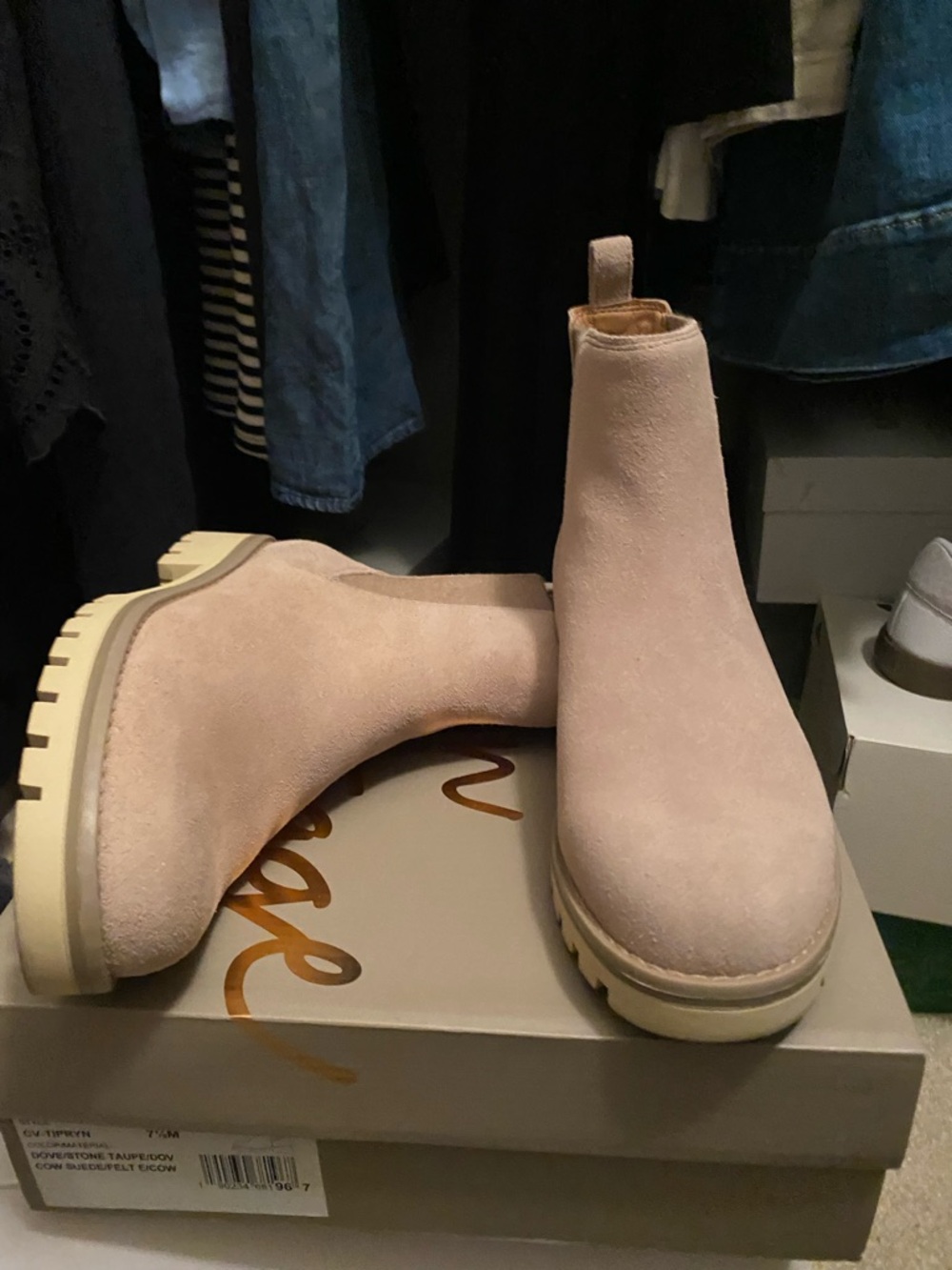 Crown Vintage Suede Chelsea Booties in Beige